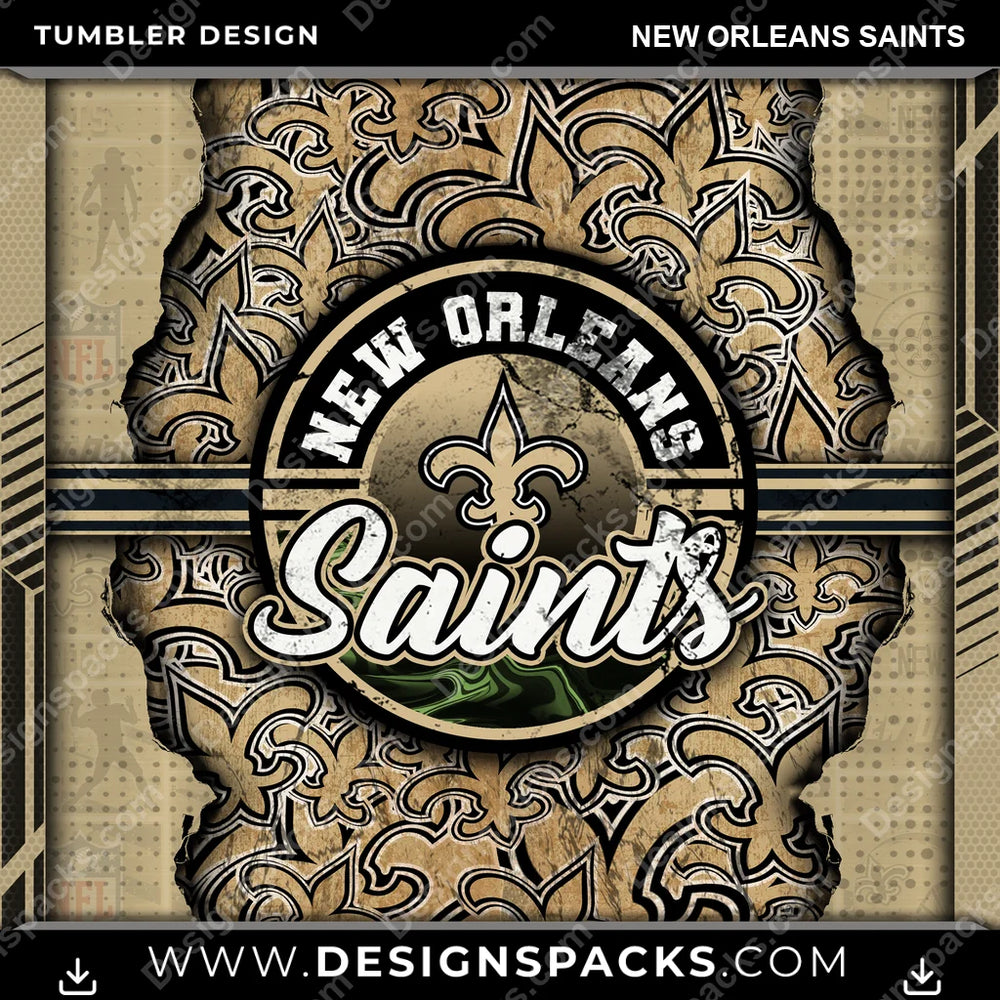Football Ripped New Orleans Saints NFL Football Tumbler Digital Wrap Design Download