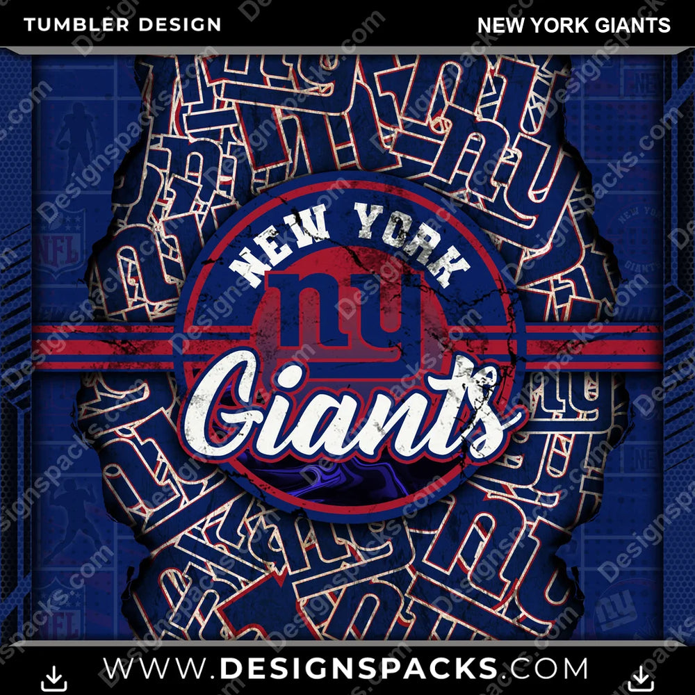 Football Ripped New York Giants NFL Football Tumbler Digital Wrap Design Download