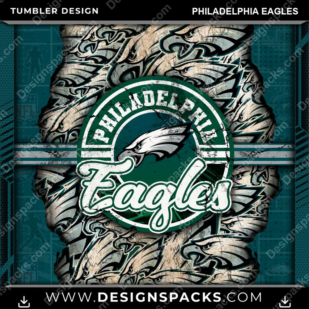 Football Ripped Philadelphia Eagles NFL Football Tumbler Digital Wrap Design Download