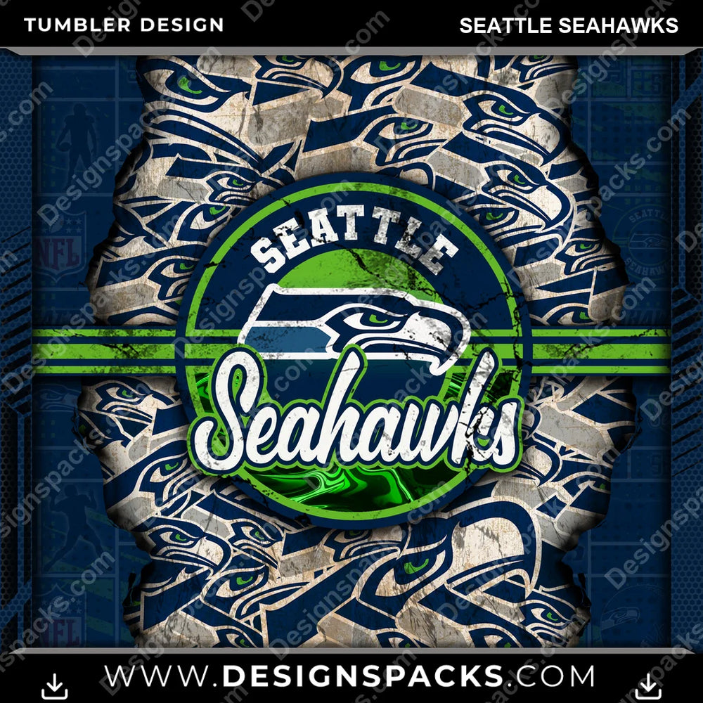 Football Ripped Seattle Seahawks NFL Football Tumbler Digital Wrap Design Download
