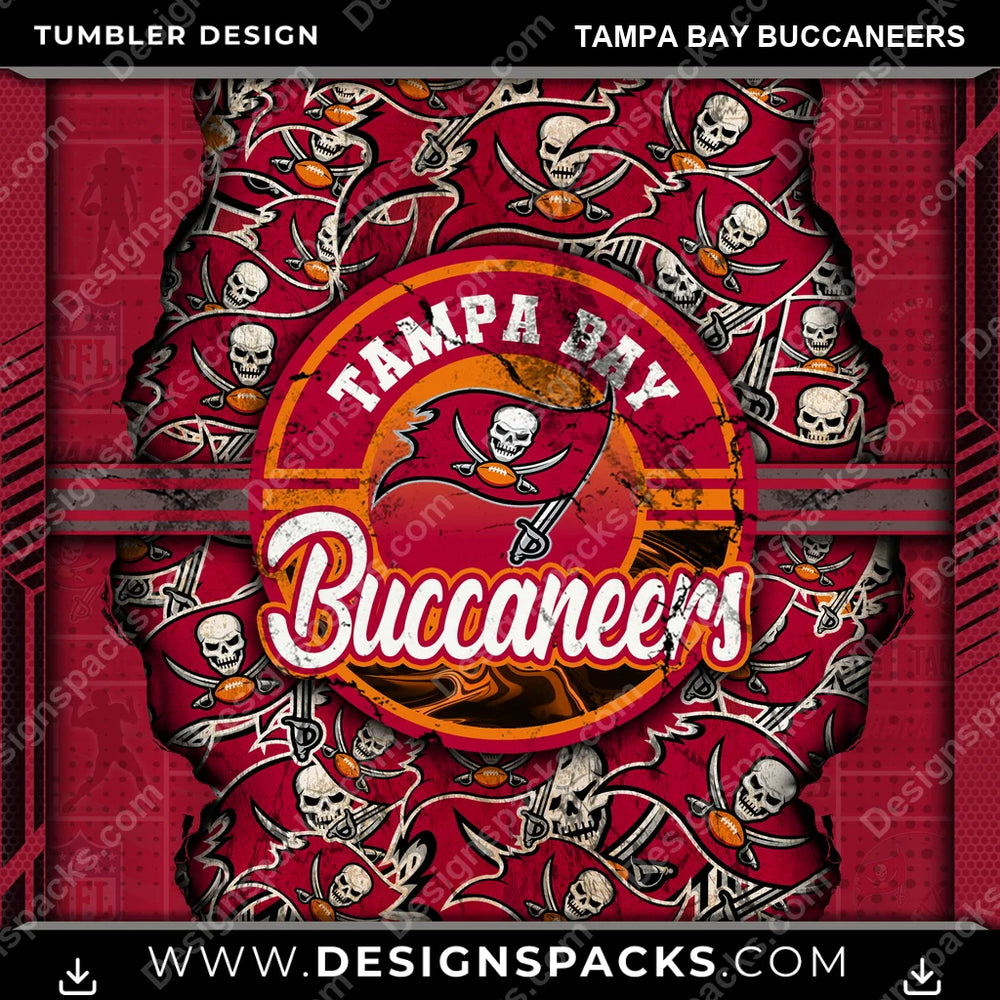Football Ripped Tampa Bay Buccaneers NFL Football Tumbler Digital Wrap Design Download