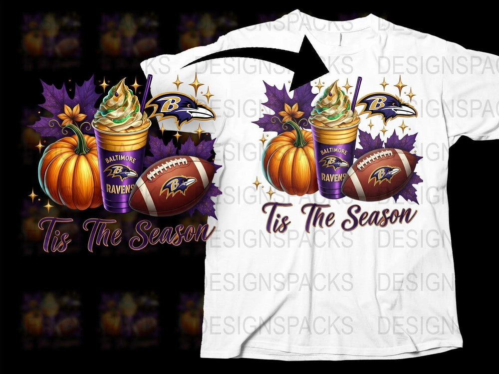 Baltimore Ravens T-Shirt, Pumpkin Spice Football Season Tee, Autumn Sports Fan Apparel