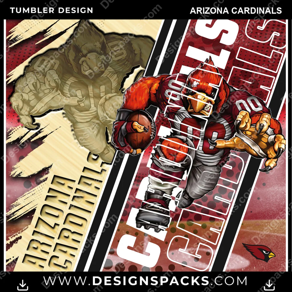 Football Silhouette Arizona Cardinals NFL Football Tumbler Digital Wrap Design Download