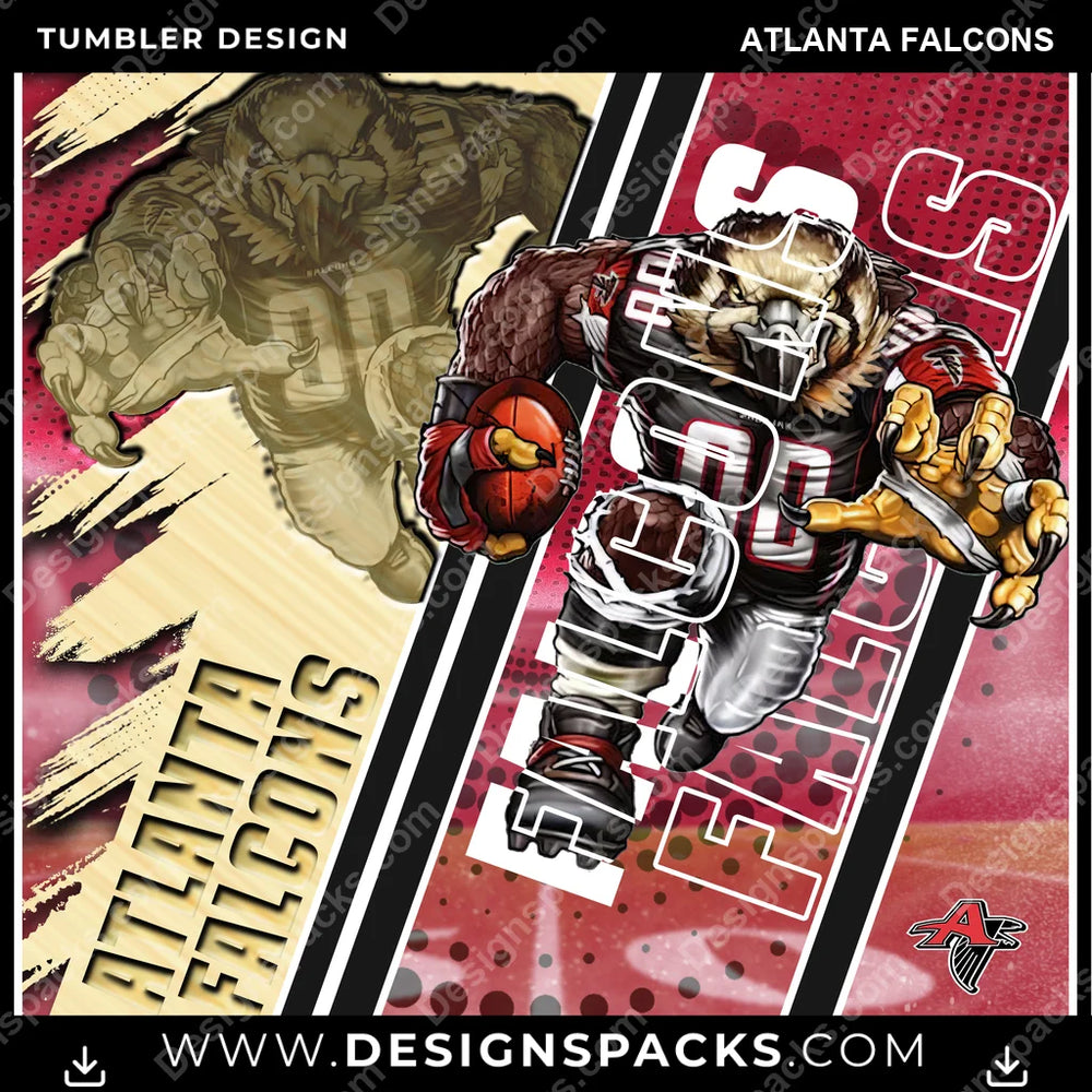 Football Silhouette Atlanta Falcons NFL Football Tumbler Digital Wrap Design Download