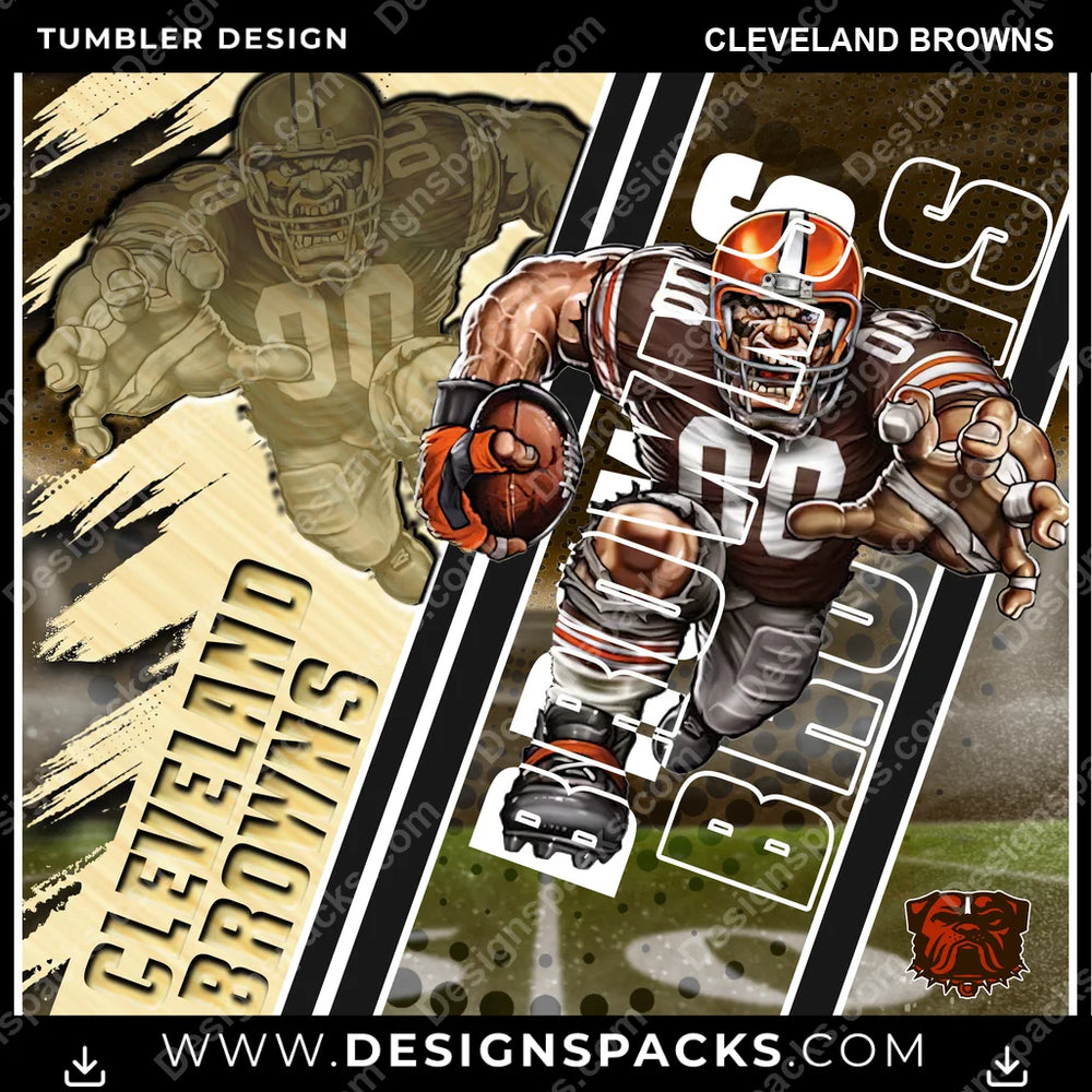 Football Silhouette Cleveland Browns NFL Football Tumbler Digital Wrap Design Download