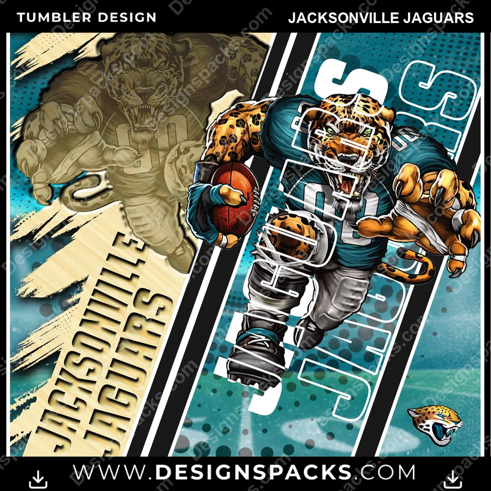 Football Silhouette Jacksonville Jaguars NFL Football Tumbler Digital Wrap Design Download