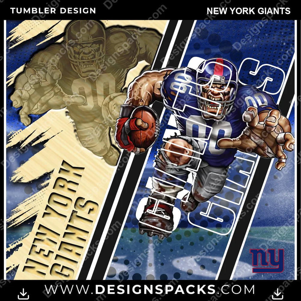 Football Silhouette New York Giants NFL Football Tumbler Digital Wrap Design Download