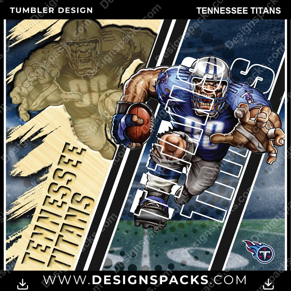 Football Silhouette Tennessee Titans NFL Football Tumbler Digital Wrap Design Download