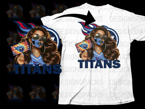 Trendy Titans Fan T-Shirt, Stylish Female Mascot Graphic Tee, Cool Sports Team Support Shirt, Casual Wear