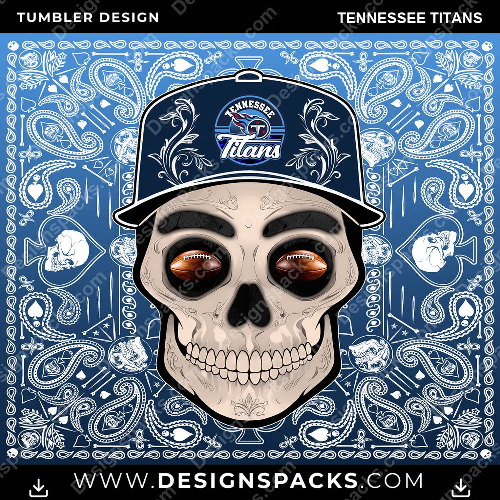 Football Skull Handkerchief Tennessee Titans NFL Football Tumbler Digital Wrap Design Download