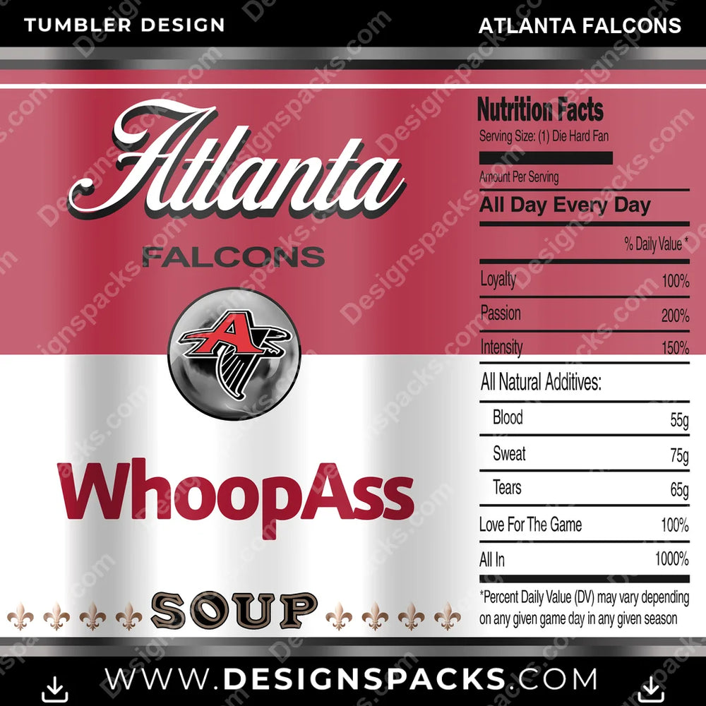 Football Soup Can Atlanta Falcons NFL Football Tumbler Digital Wrap Design Download