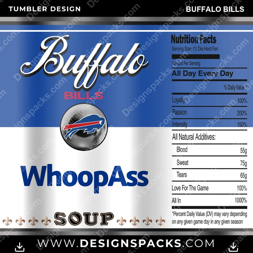 Football Soup Can Buffalo Bills NFL Football Tumbler Digital Wrap Design Download