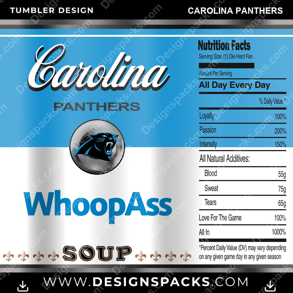 Football Soup Can Carolina Panthers NFL Football Tumbler Digital Wrap Design Download