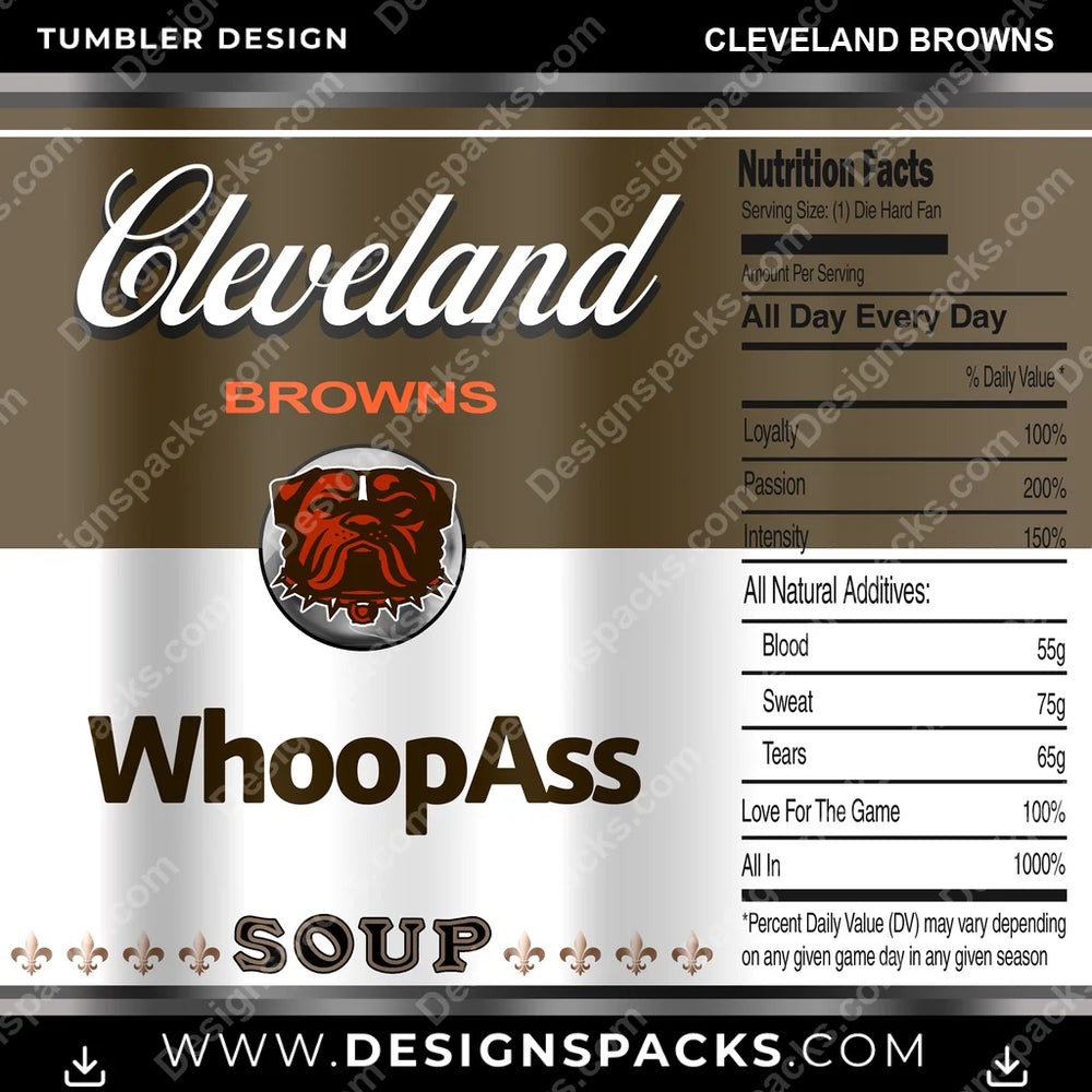 Football Soup Can Cleveland Browns NFL Football Tumbler Digital Wrap Design Download
