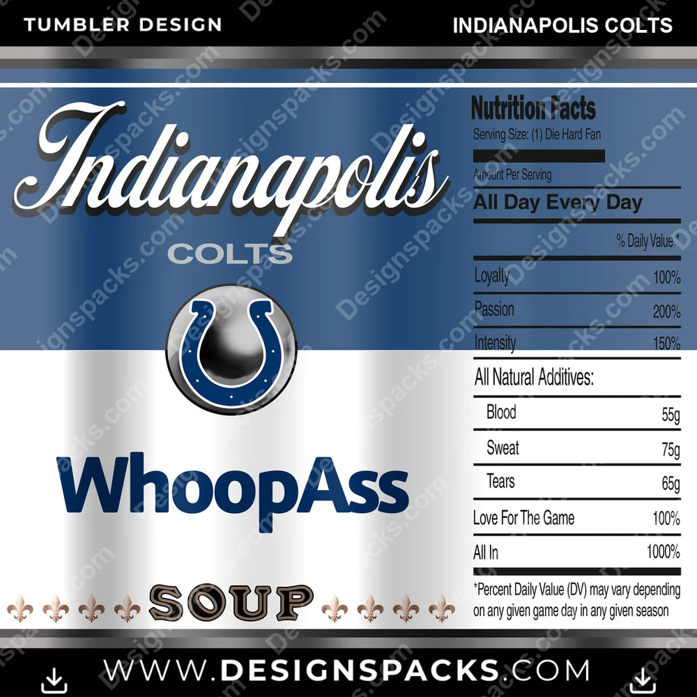 Football Soup Can Indianapolis Colts NFL Football Tumbler Digital Wrap Design Download
