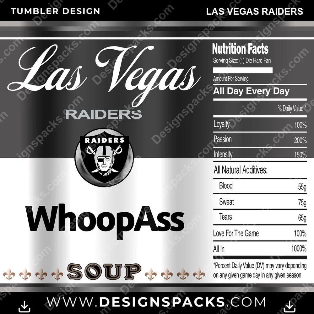 Football Soup Can Las Vegas Raiders NFL Football Tumbler Digital Wrap Design Download