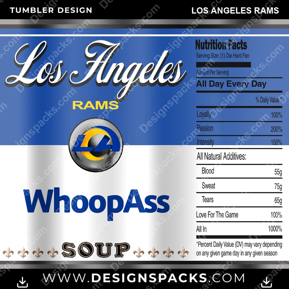 Football Soup Can Los Angeles Rams NFL Football Tumbler Digital Wrap Design Download
