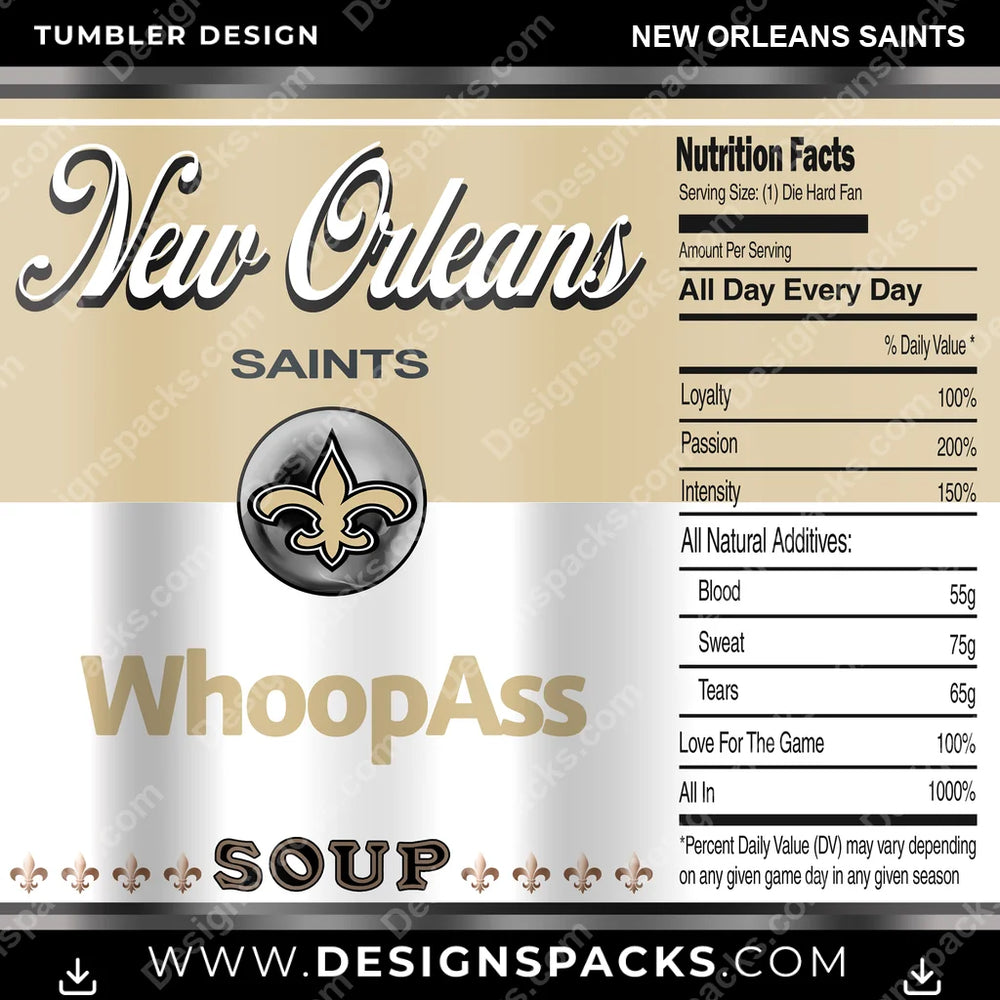 Football Soup Can New Orleans Saints NFL Football Tumbler Digital Wrap Design Download