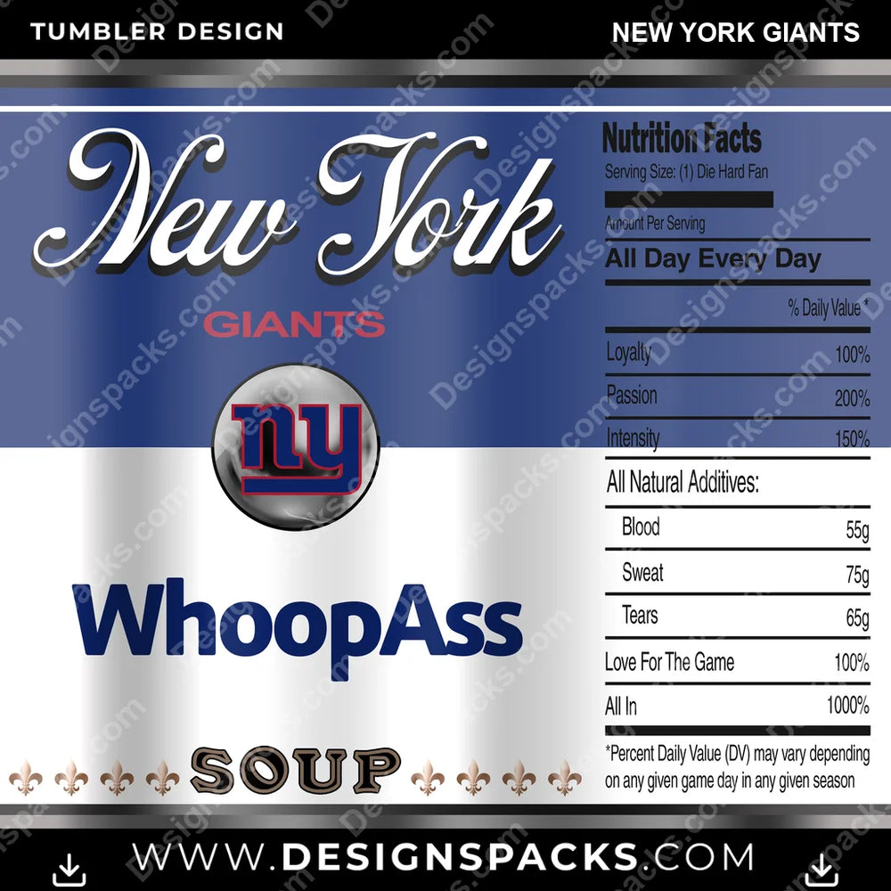 Football Soup Can New York Giants NFL Football Tumbler Digital Wrap Design Download