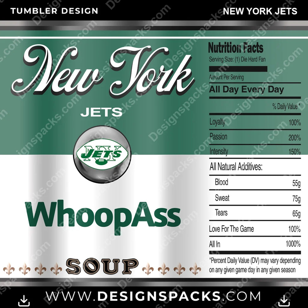 Football Soup Can New York Jets NFL Football Tumbler Digital Wrap Design Download