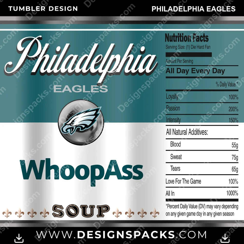 Football Soup Can Philadelphia Eagles NFL Football Tumbler Digital Wrap Design Download