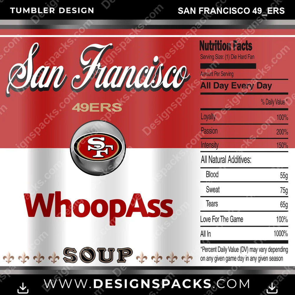 Football Soup Can San Francisco 49ers NFL Football Tumbler Digital Wrap Design Download