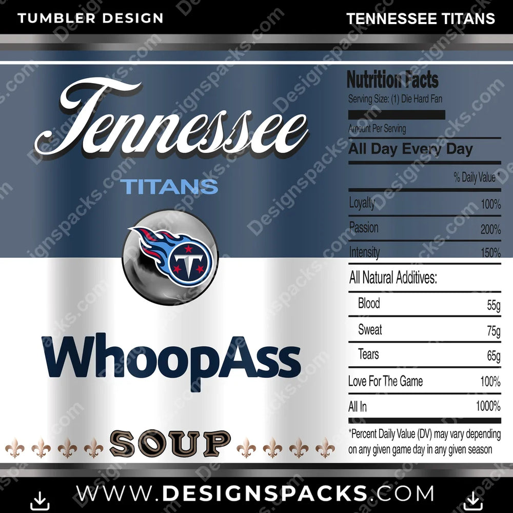 Football Soup Can Tennessee Titans NFL Football Tumbler Digital Wrap Design Download