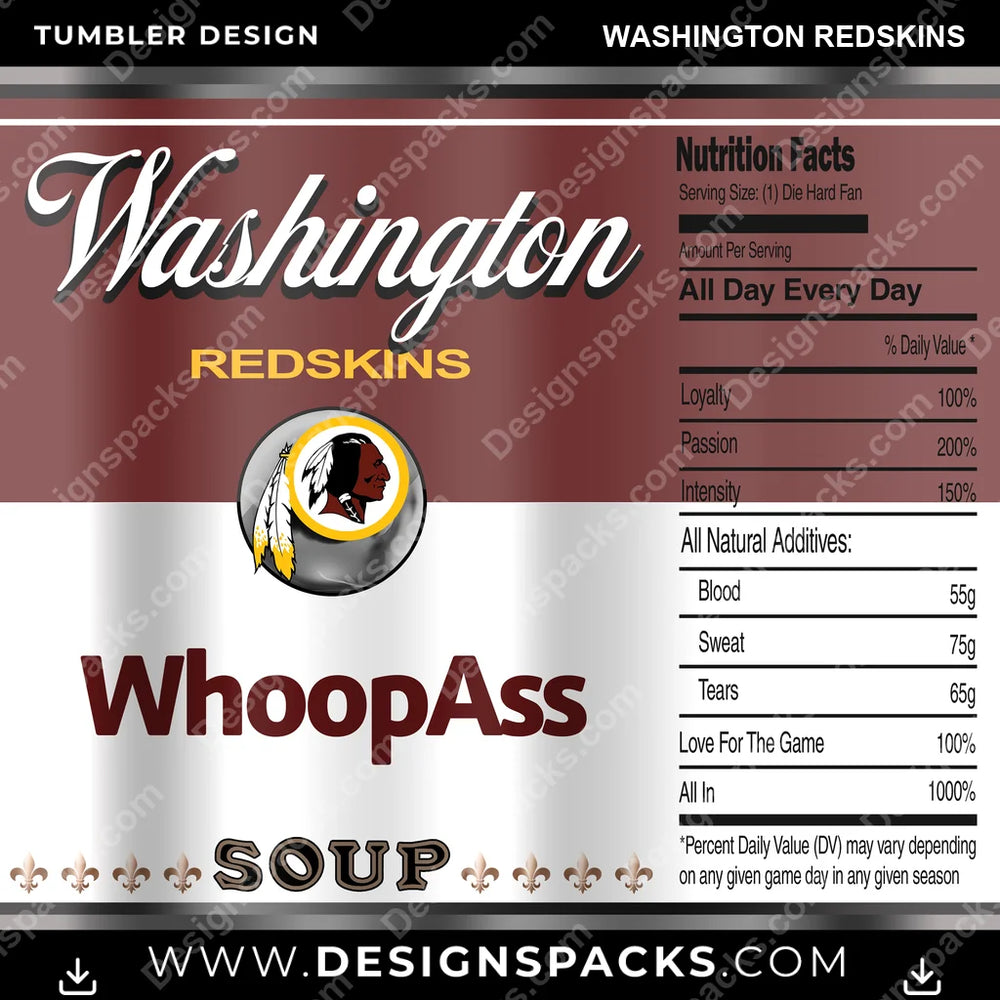 Football Soup Can Washington Redskins NFL Football Tumbler Digital Wrap Design Download