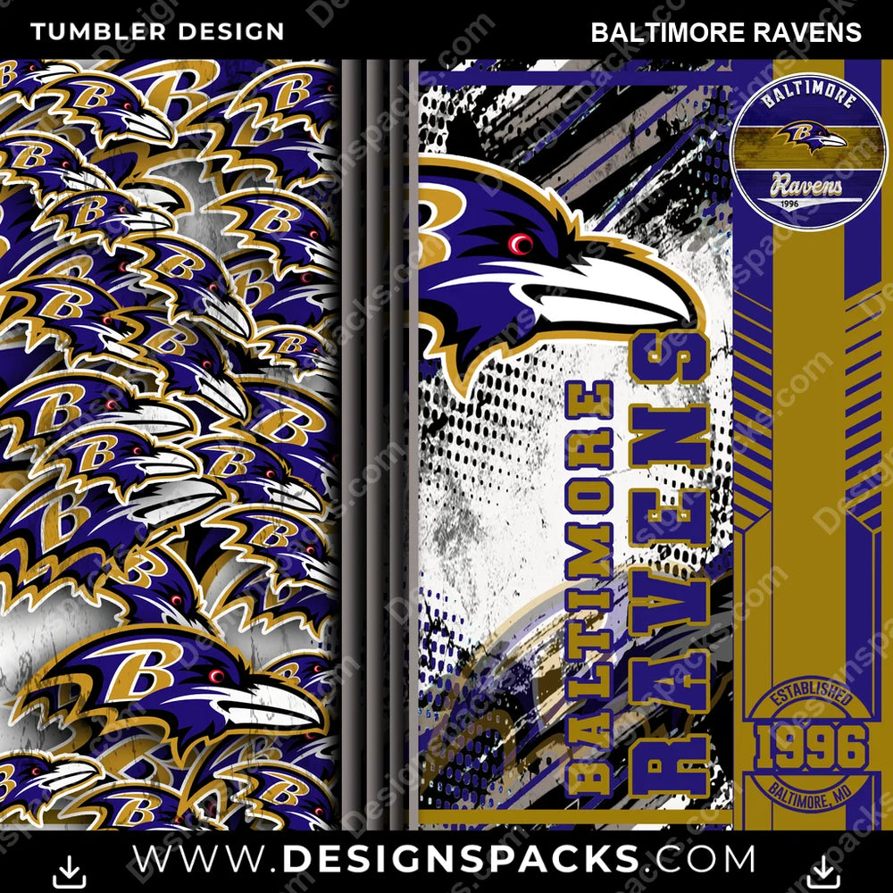 Football Sports Baltimore Ravens NFL Football Tumbler Digital Wrap Design Download