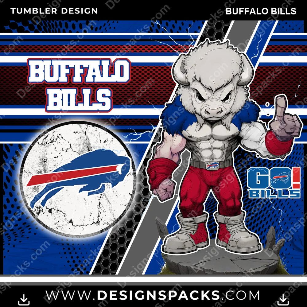 Football Sports Buffalo Bills NFL Football Tumbler Digital Wrap Design Download