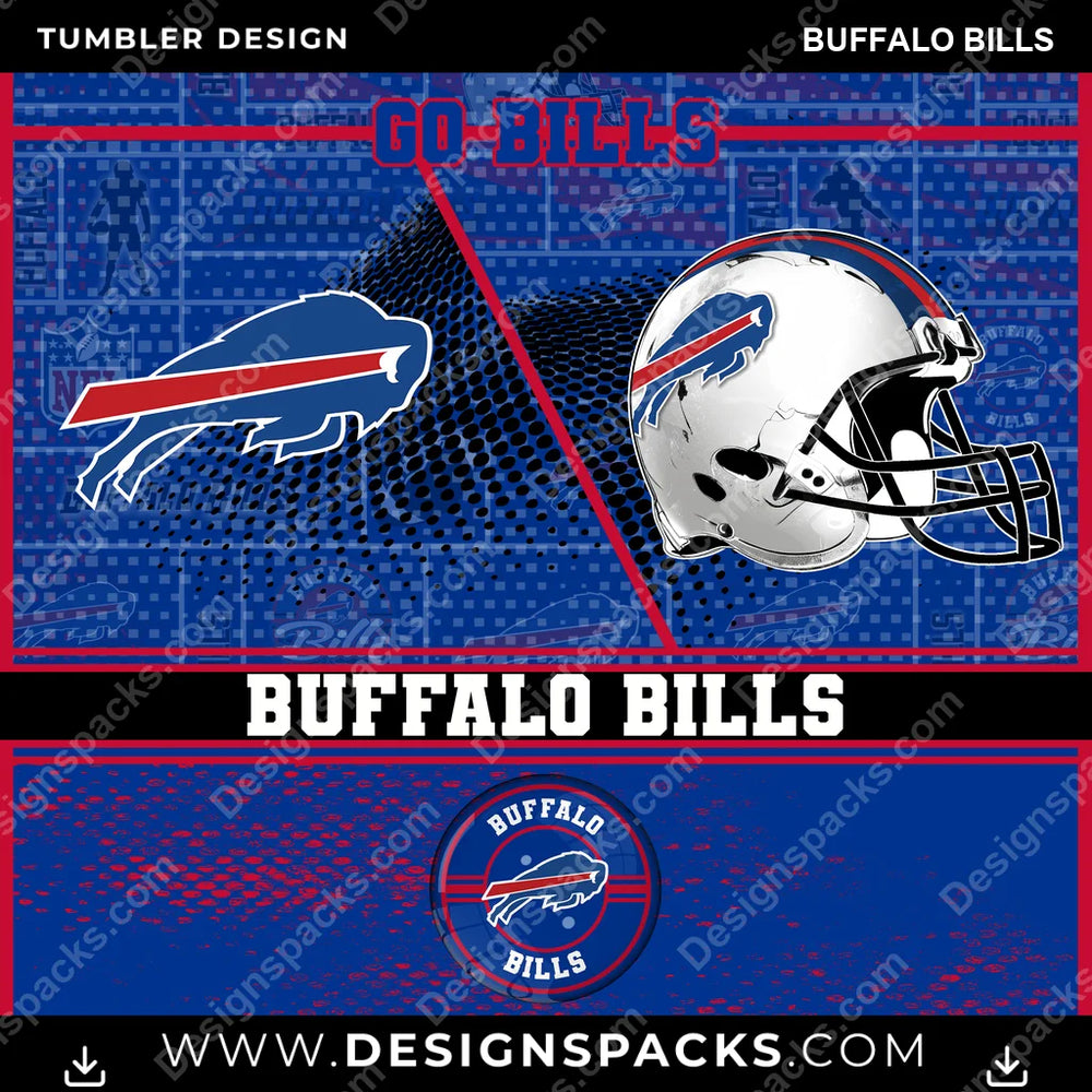 Football Sports Buffalo Bills NFL Football Tumbler Digital Wrap Design Download