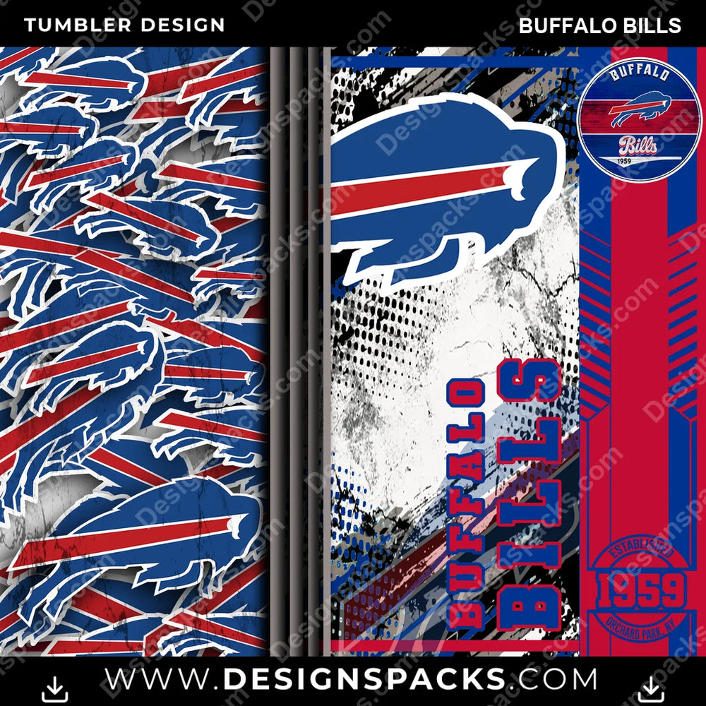 Football Sports Buffalo Bills NFL Football Tumbler Digital Wrap Design Download
