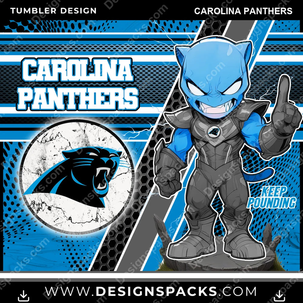 Football Sports Carolina Panthers NFL Football Tumbler Digital Wrap Design Download