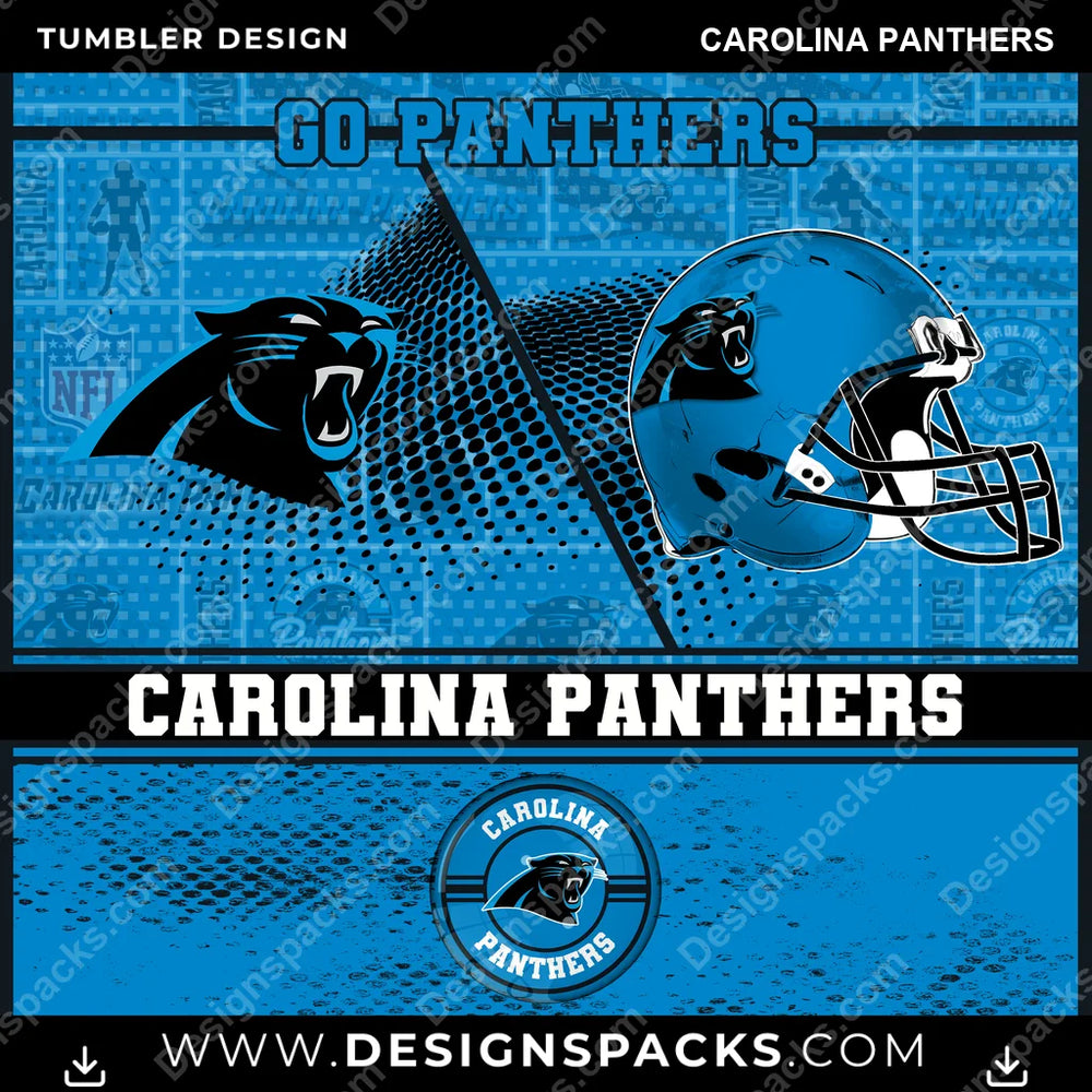 Football Sports Carolina Panthers NFL Football Tumbler Digital Wrap Design Download