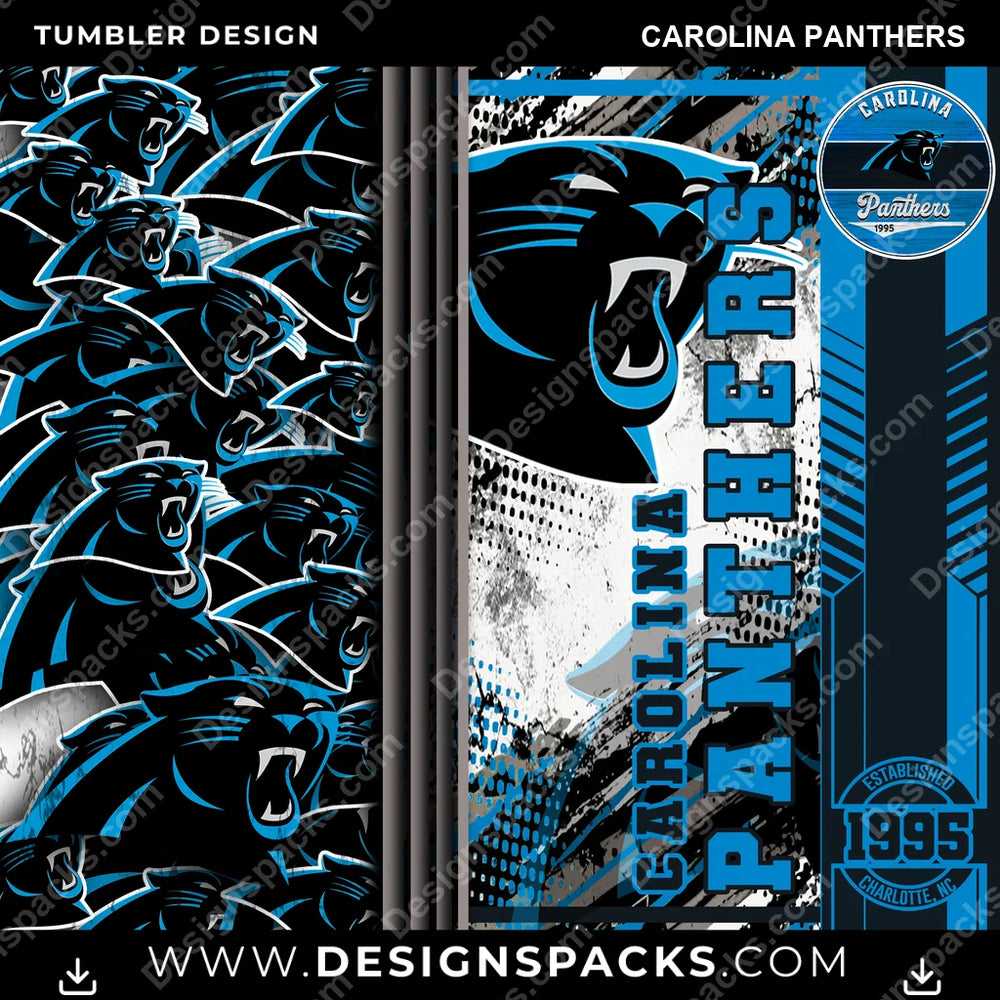 Football Sports Carolina Panthers NFL Football Tumbler Digital Wrap Design Download