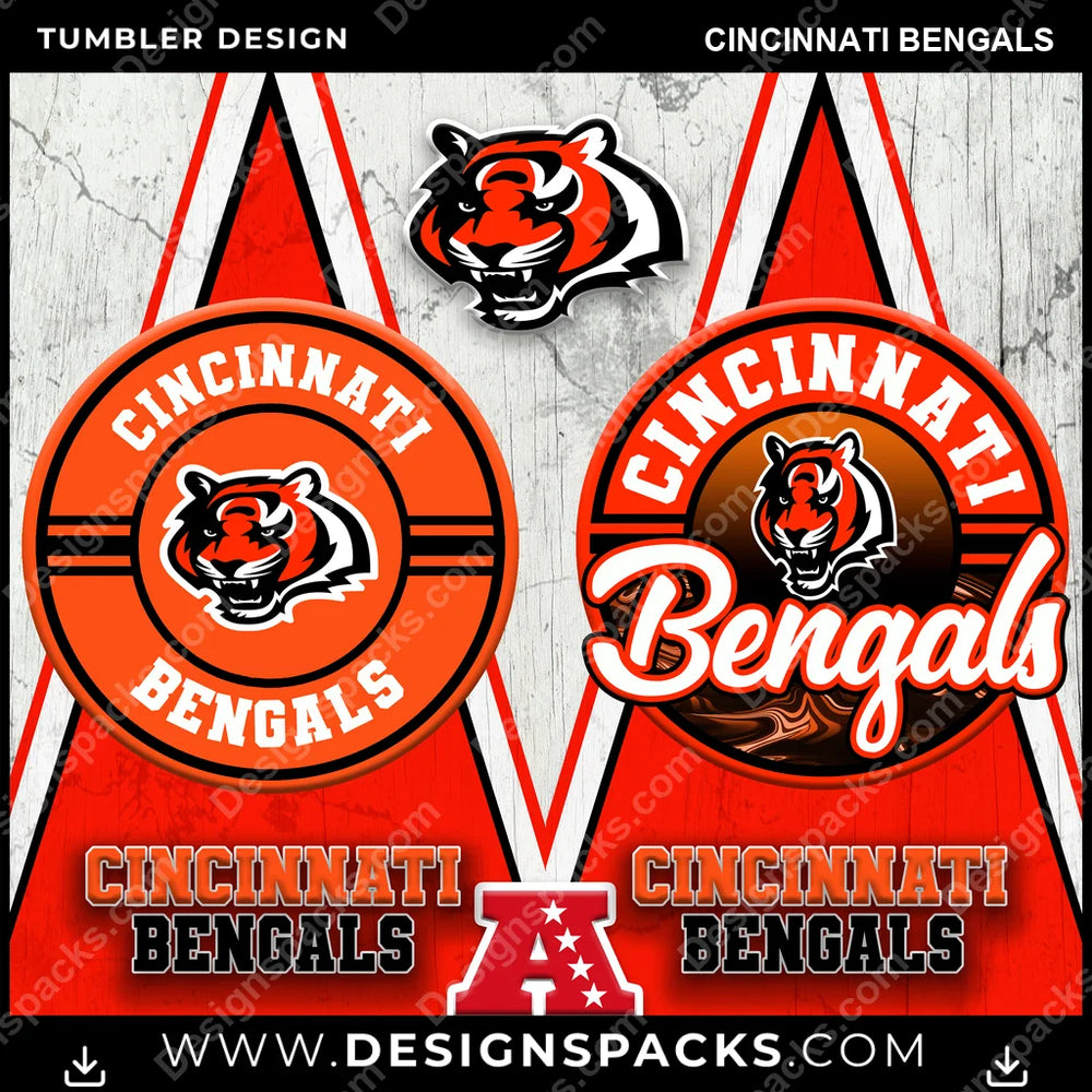 Football Sports Cincinnati Bengals NFL Football Tumbler Digital Wrap Design Download