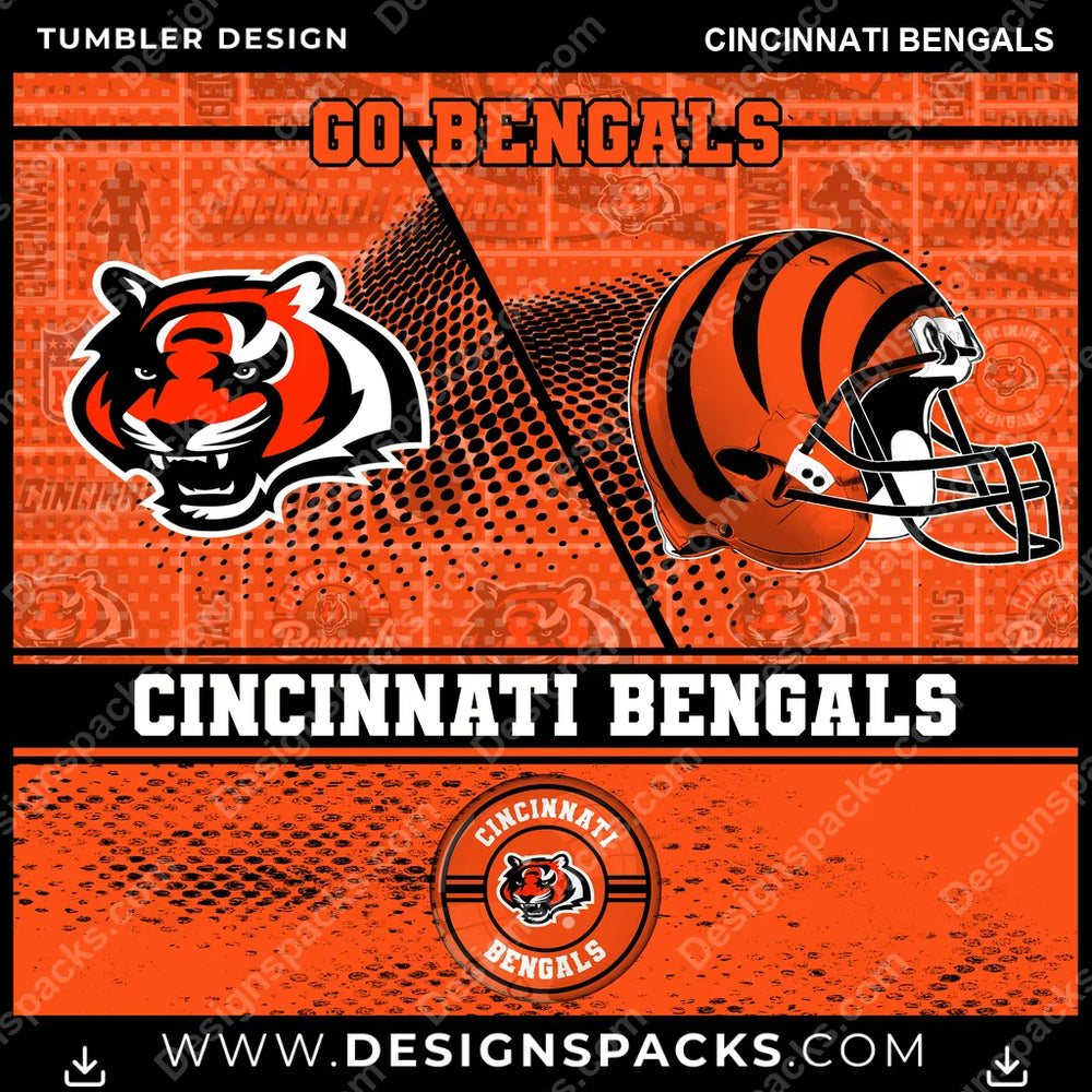 Football Sports Cincinnati Bengals NFL Football Tumbler Digital Wrap Design Download