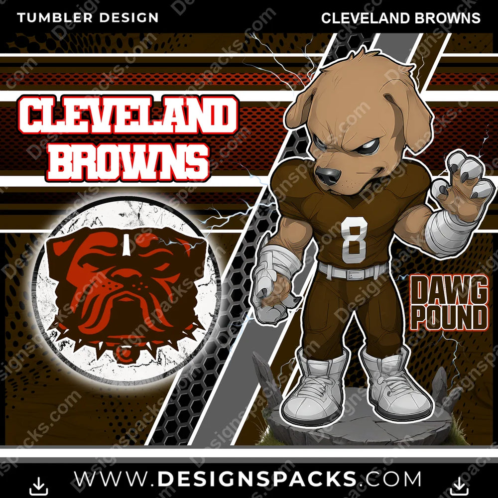 Football Sports Cleveland Browns NFL Football Tumbler Digital Wrap Design Download