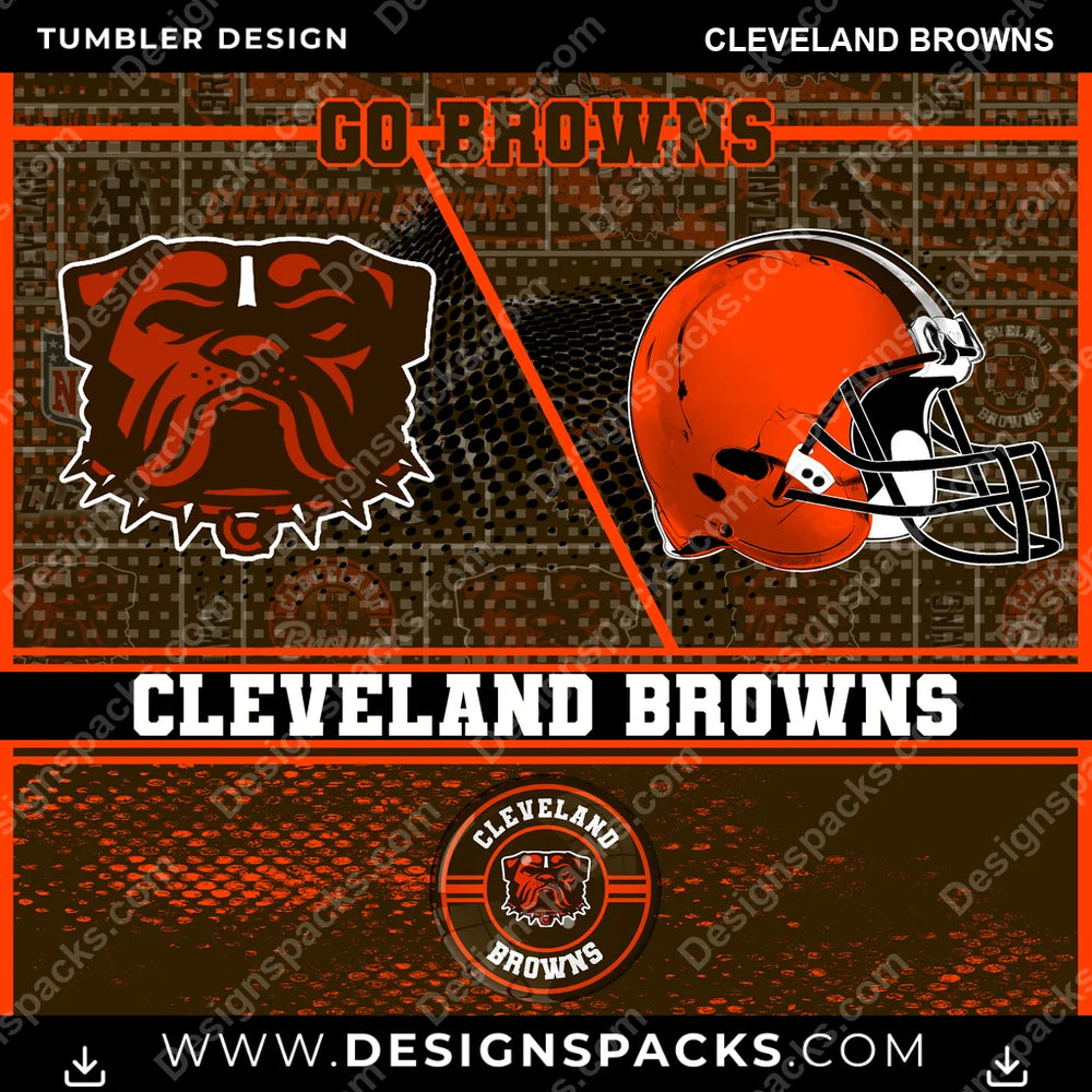 Football Sports Cleveland Browns NFL Football Tumbler Digital Wrap Design Download