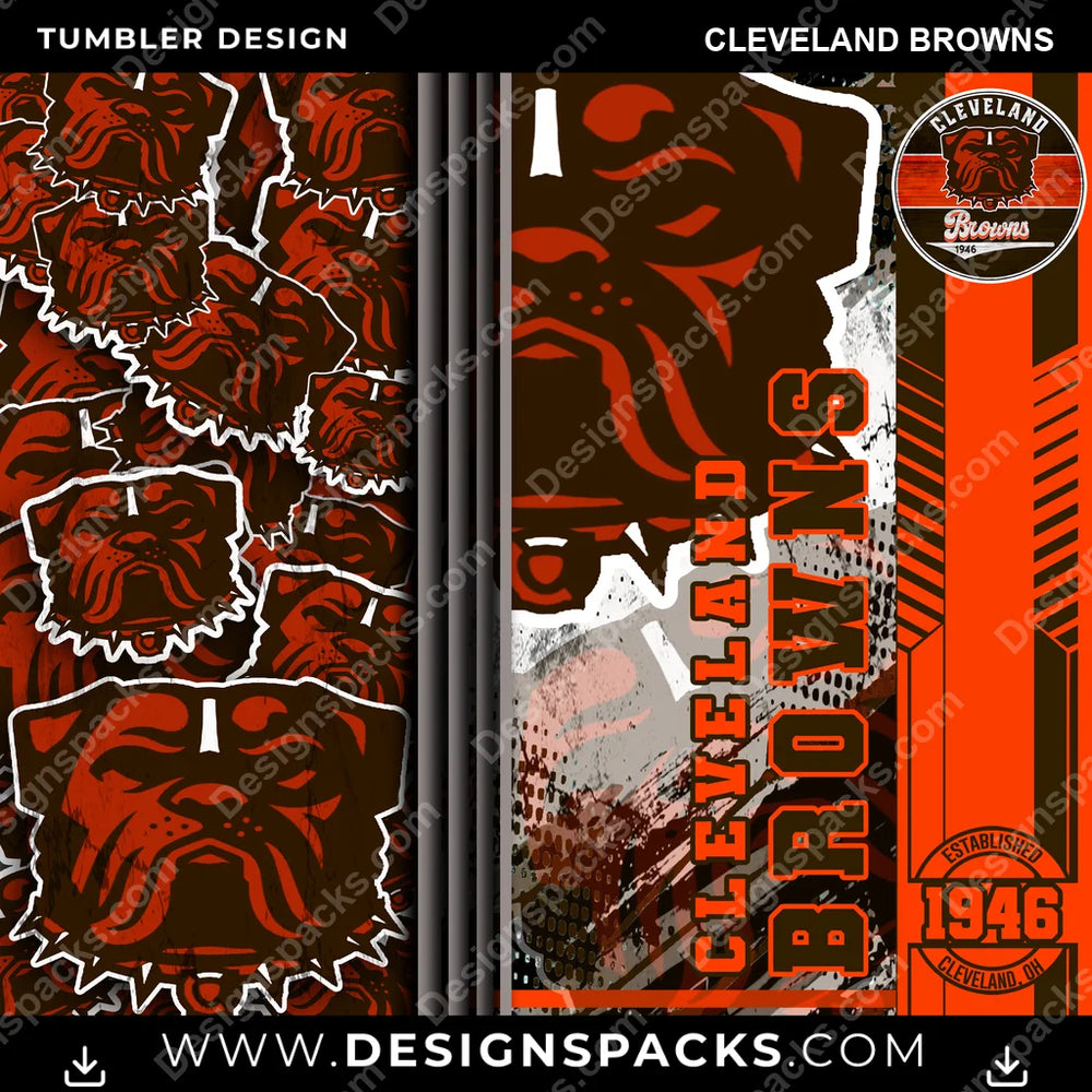 Football Sports Cleveland Browns NFL Football Tumbler Digital Wrap Design Download