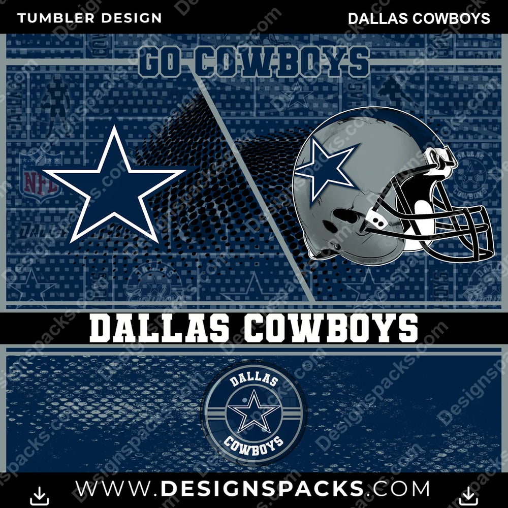 Football Sports Dallas Cowboys NFL Football Tumbler Digital Wrap Design Download