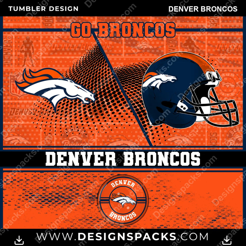 Football Sports Denver Broncos NFL Football Tumbler Digital Wrap Design Download