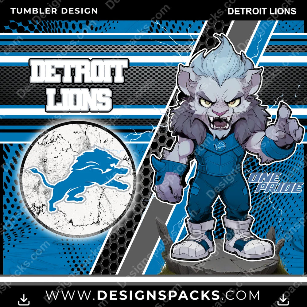 Football Sports Detroit Lions NFL Football Tumbler Digital Wrap Design Download