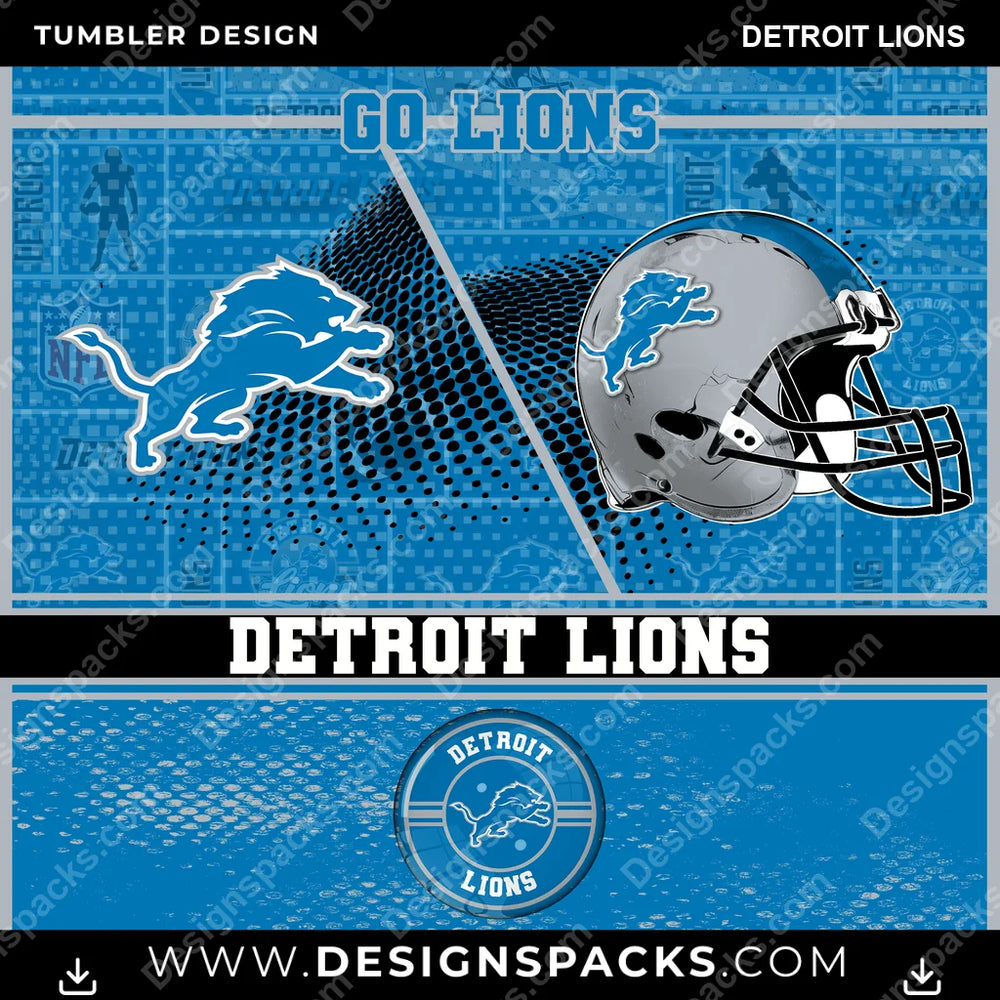 Football Sports Detroit Lions NFL Football Tumbler Digital Wrap Design Download