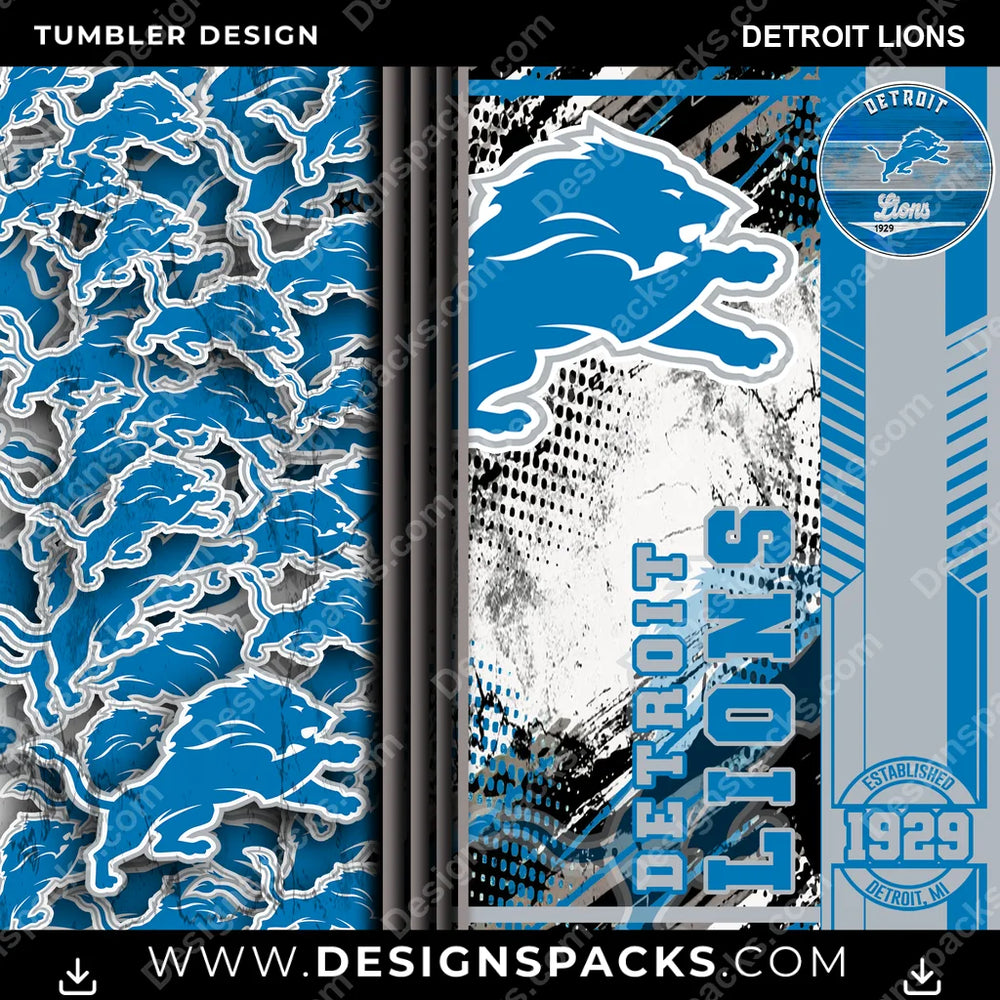 Football Sports Detroit Lions NFL Football Tumbler Digital Wrap Design Download