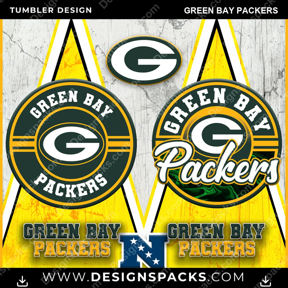 Football Sports Green Bay Packers NFL Football Tumbler Digital Wrap Design Download