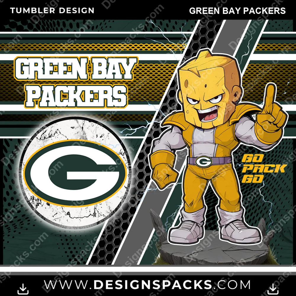 Football Sports Green Bay Packers NFL Football Tumbler Digital Wrap Design Download