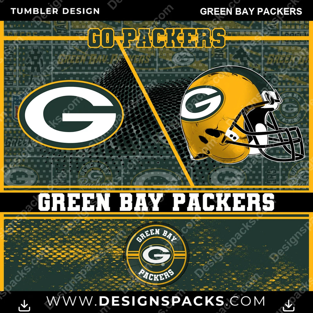 Football Sports Green Bay Packers NFL Football Tumbler Digital Wrap Design Download