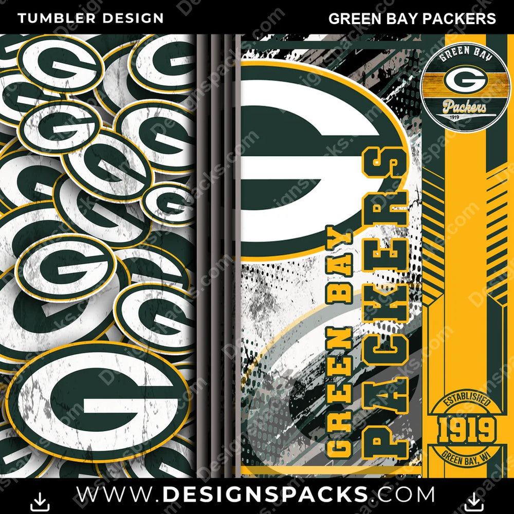 Football Sports Green Bay Packers NFL Football Tumbler Digital Wrap Design Download
