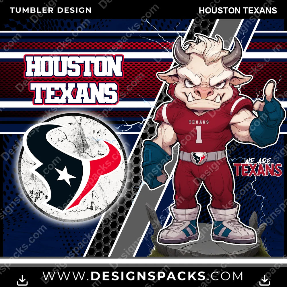 Football Sports Houston Texans NFL Football Tumbler Digital Wrap Design Download